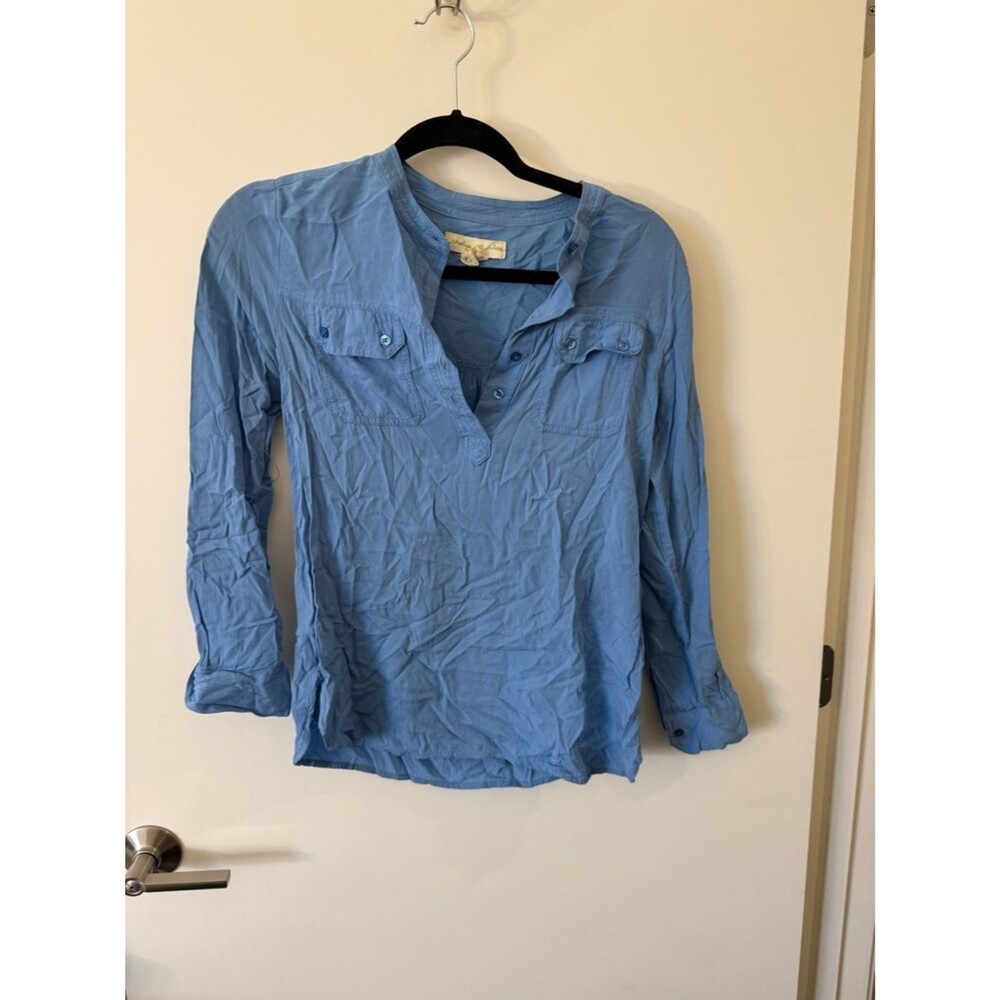 Staring at Stars Light Blue Button-Front Pullover Shirt